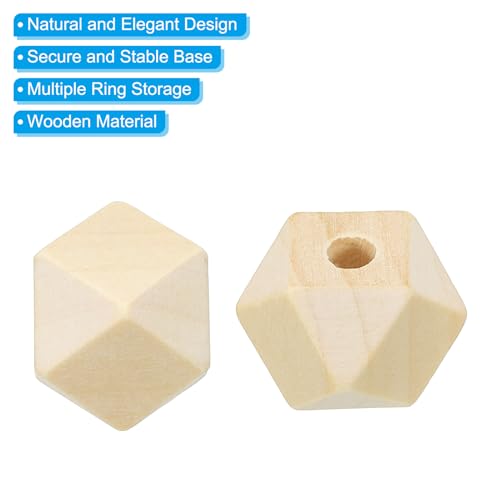 PATIKIL 16mm Hexagonal Wooden Craft Beads, 100 Pack Brown Wood Color - Image 4