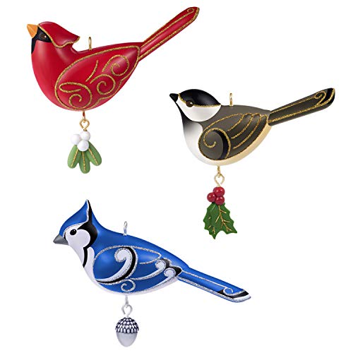 Hallmark Keepsake Christmas 2019 Year Dated Oversized Ornament, Outdoor Bird Set of 3
