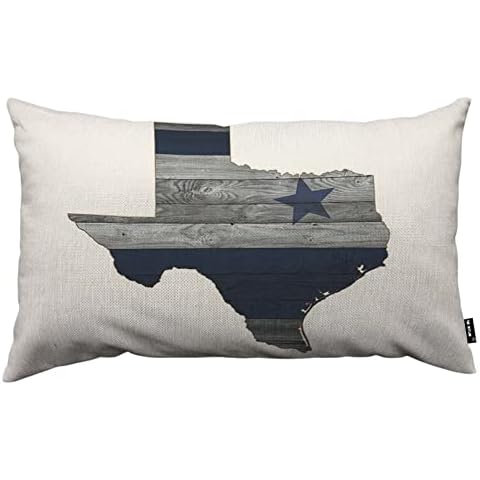 TKS MITLAN Texas State Throw Pillow Case Cushion Cover America Shape Map Gray Wood Grain Background Linen Couch Bed Sofa Car Waist Cushion Cover 12 x 20 inch Cover