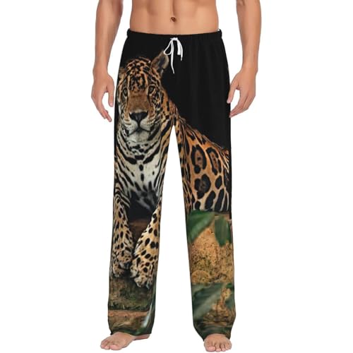 Pantalon de pyjama en flanelle premium motif léopard vêtement nuit homme doux