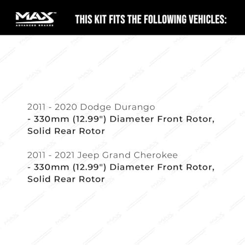 Image of MAX Advanced Brakes - Brake Kit For 2011-2021 Jeep Grand Cherokee, Dodge Durango (12.99 inch Dia Fr Rotors)| Carbon Ceramic Brake and Rotor Kit Front and Rear| Daily Driving Geomet Coated Brake Rotors