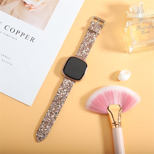 Correa de cuero brillante para Fitbit Versa y Sense miniatura 3