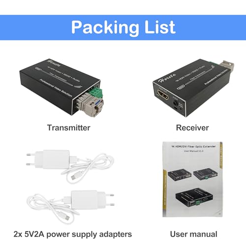 Image of 4K HDMI Optical Video Extender 10.2Gbps Mini HD Fiber Converter with RS232 and Audio Extension of Distances Up to 20km Over Single-Mode Single Fiber SFP Optical Transceiver