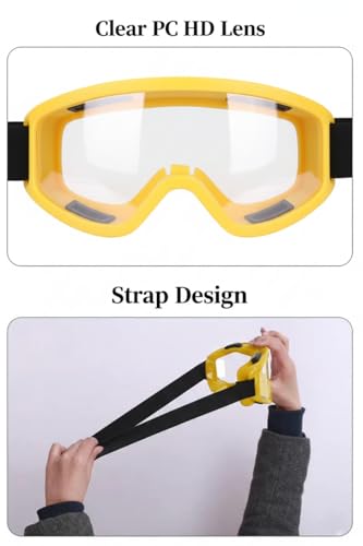 Image of Motorcycle Goggles for Men and Women - UV400 Protection, Anti-Fog, Scratch-Resistant Lens, Adjustable Strap, Windproof and Dustproof Riding Eyewear for Off-Road & Dirt Bike (Yellow)
