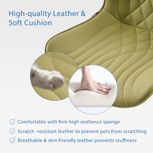 Image of YOUNIKE Office Chair, Armless Desk Chair with Wheels, Home Office Computer Task Chairs, Modern Faux Leather Padded Vanity Chair, Adjustable Swivel Rolling Chairs with Back, Avocado Green