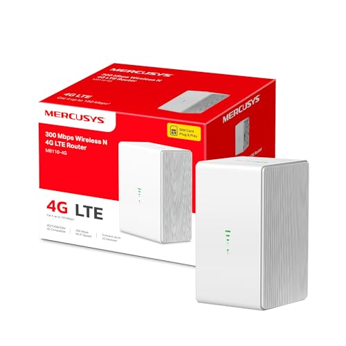 [Nuevo] Mercusys - MB110-4G, Router 4G SIM, LTE CAT4, Wi-Fi 300Mbps, compatible con todos los...