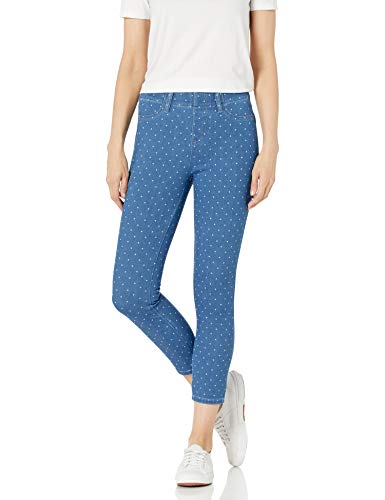 Amazon Essentials Women's Pull-On Knit Capri Jegging, Light Wash Indigo Dot, XX-Large Long