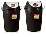 ARISTO Swing Lid Garbage Waste Dustbin with Metal Side Handle 80 ltr (BLACK/BLACK) PACK OF 2