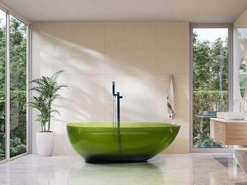 Badewanne Mineralwerkstoff grün oval 169 x 78 cm freistehend modern Blancarena