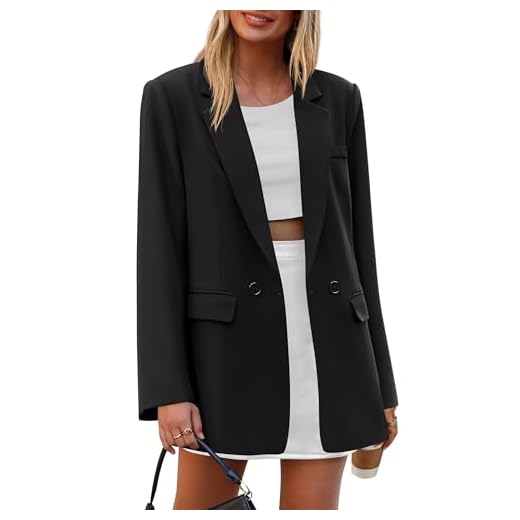 PRETTYGARDEN Fall 2025 Blazers for Women Business Casual Long Sleeve Lapel Pockets Dressy Suit Jackets Work Office Clothes (Black,Medium)