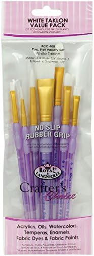 Royal and Langnickel Crafter's Choice Flat Taklon Variety Brush Set - White (Pack of 7)
