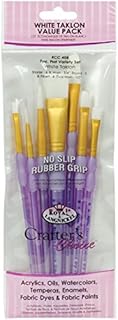 Royal and Langnickel Crafter's Choice Flat Taklon Variety Brush Set - White (Pack of 7)