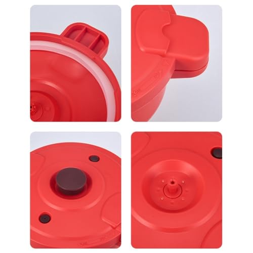 NiuLumea Cocotte minute micro-ondes avec fonction vapeur, cuisson rapide, riz, pâtes, légumes, ustensile de cuisine compact en silicone PP, rouge, 27,5 x 14...