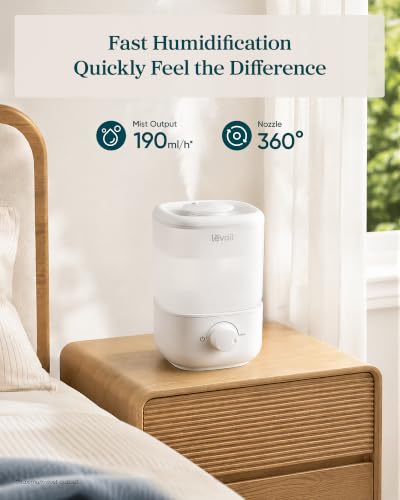 Levoit Top Fill Humidifiers for Bedroom, 2.5L Tank for Large Room, 25dB - Image 3