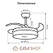 Imagen de Casa Shop Ventilador techo con luz 66W Ventilador Invisible Ultra Silencioso con Mando a Distancia y Palas Retráctiles Interiores Plafón lluminación función verano-invierno