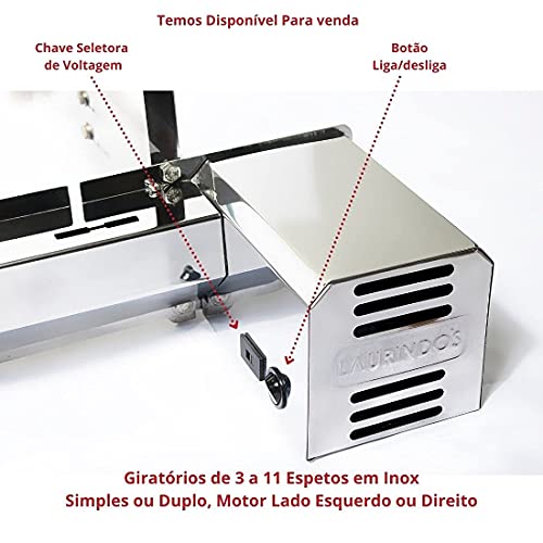Kit 4 Engrenagem Espora Espeto Inox Churrasqueira Giratória