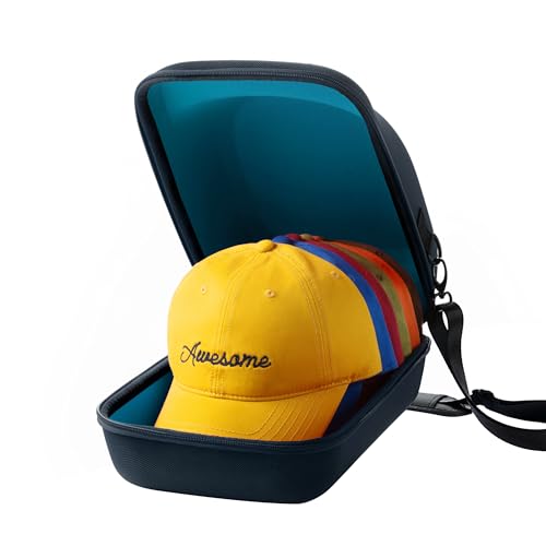 OZUECCR Hard Hat Travel Case – Storage for Baseball Caps with Carrying Handle and Adjustable Shoulder Strap, Hat Organizer Protects up to 6 Hats, for Travel and Home Storage (Blue+Blue)