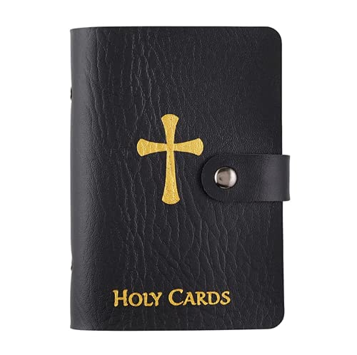 PFKink Holy Card Holder Carrying Case for Adults Unisex Faux Leather Up to 40 Cards Black Snap Closure