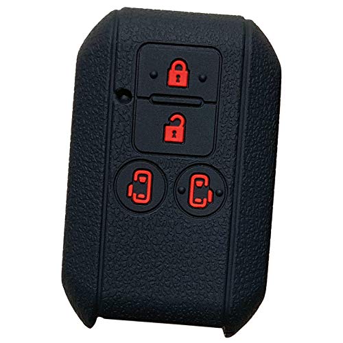 【IKT】スズキ/マツダ車用 スマートキー用シリコンカバー 4ボタン ブラックレッド/新型スペーシア/新型スペーシアカスタム/フレアワゴン/フレアワゴン カスタムスタイル/両側スライドドア車用/など 専用設計でピッタリサイズ！傷防止に最適！さらさらシリコンで手触り快適！鈴木/MAZDA車用（SZ-014BKRE）