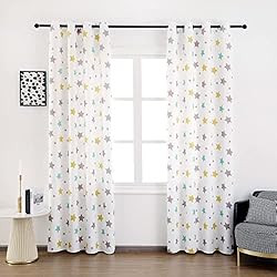 Cortinas Habitacion Bebe Dalina Textil - Cortinas Infantiles Niño Dos Panel de 140x260cm- Cortina Juveniles Estampado de Estrellas para Habitación Sala de Estar 2 Piezas