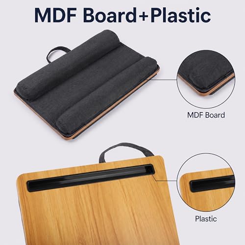 Image of Ant Esports Bravo LT300 Wooden Lap Desk with Cushion for Laptop up to 17 Inches, Portable Work from Home Laptop Table with Soft Wrist Pad, Bed Desk for Couch, Sofa, Study, Reading, Writing & Gaming
