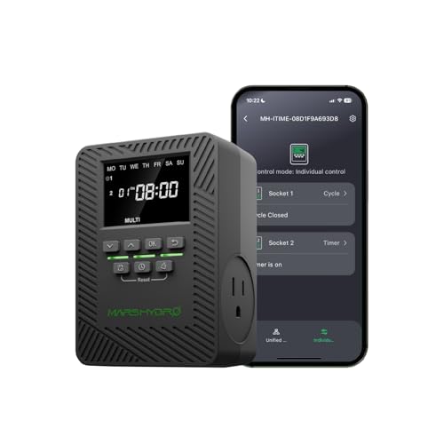 2025 MARS Hydro ITime 2-in-1 Smart Timer Outlet Dual Outlet App C...