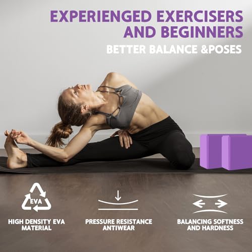 Yoga Block - Supportive Latex-Free Eva Foam - Soft Non-Slip Surface with Beveled Edges for Yoga, Pilates, Meditation - Yoga Accessories for Stability, Balance, Deepen Stretches