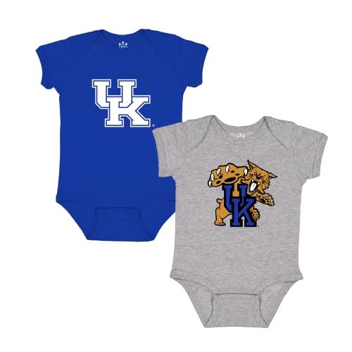 Image of Little King NCAA Onesie 2 Pack Short Sleeve-100% Cotton-Kentucky-Royal & Grey-0-3 Months
