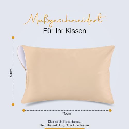 wasserdichte Kissenbezüge Mit Reißverschluss Beige 50x70cm, 2er, Gegen Bettwanzen – Ansicht 2