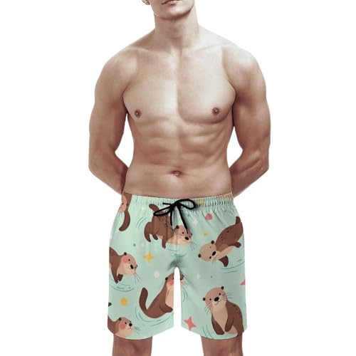 Mens Swimming Trunks, Summer Beach Swimsuits Casual Board Shorts with Mesh Lining Drawstring Swimwear2