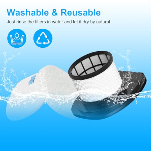 LANROON IX141 Filters Fit for Shark IX141 IX140 IZ140 IX142 IZ140C IZ142 UZ145 IZ141C IX141H WZ140 WZ250 Stick Vacuum, Replace Part 616FJ140 & 617FJ140, 2 Pack Filter 4 Pack Foam & Felt Filter Kit