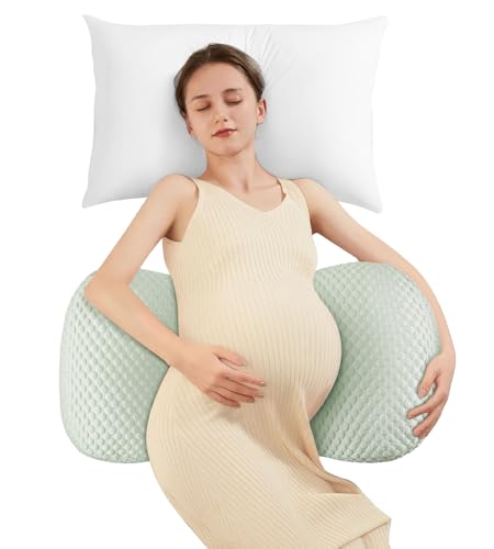 Image of Pregnancy Pillow Cooling for Sleeping, Detachable and Adjustable Double-Sided Support Maternity Pillow Skin-Friendly for Pregnant Women Back, HIPS, Legs(30Slope Design Verified by Expectant Mothers)