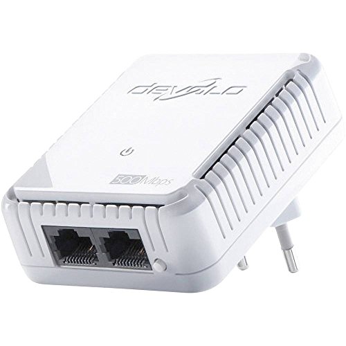 devolo dLAN 500 duo Powerline (Internet &uuml;ber die Steckdose, 2x LAN Ports, 1x Powerlan Adapter, PLC Netzwerkadapter) wei&szlig;
