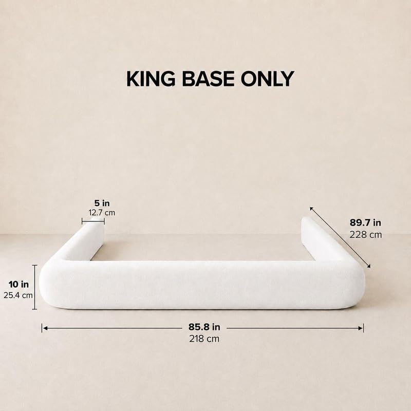 Image of New Round Bed Upholstered Bed Frame -Washable Zip Cover, Modular Minimalist Modern Design Soft Foam Platform Bed, Half Circle Sold Separately (Beige Linen Premium, King Base)