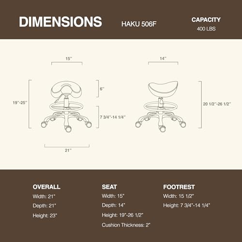 Image of Haku 506 Series Ergonomic Saddle Stool, Adjustable Pneumatic Swivel Rolling Stool with Wheels for Salon, Medical, Spa, Tattoo, Home and Office, English Violet