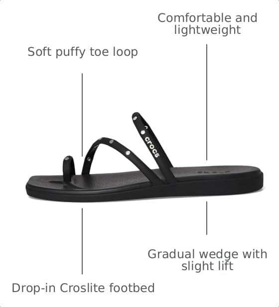 Image of Crocs Women's Miami Toe Loop Sandals | Square Toe Flat | Flexible Straps | Croslite Foam Footbed