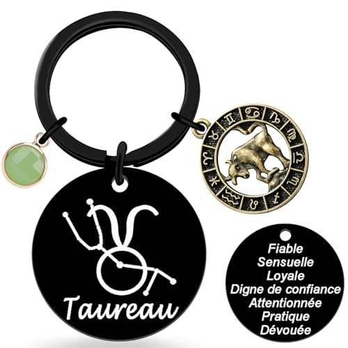 Porte-clés Signe du Zodiaque Métallique- Amateurs d'Astrologie Accessoire Français Élégant- 12 Constellation Anniversaire, Cadeau pour Anniversaire, Noël...