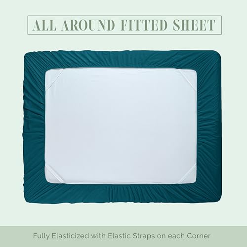 Elegant Comfort Luxury 1500 Premium Hotel Quality Microfiber 4-Piece Sheet Set - Soft, All Around Elastic 18-24 Inches Deep Fitted Sheet - Extra Deep Pocket Sheets, King, Marine Teal