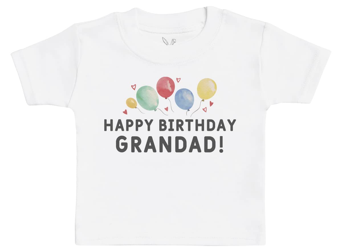 Baby Bunny Men's White Happy Birthday Grandad Baby T-Shirt Baby Boy T-Shirt, Baby Girl T-Shirt - 6-12 Months