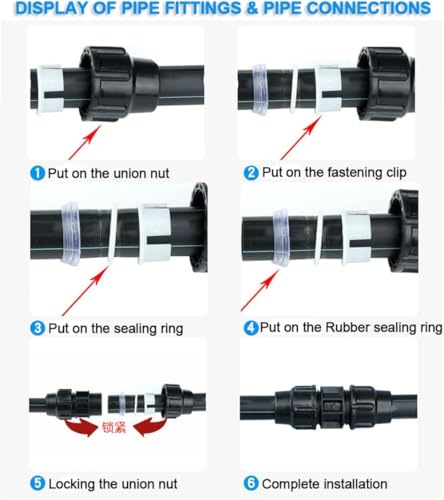 2 Stück 3-Wege PP-Fitting, BetterJonny PE-Fitting Kugelhahn 3 Fach 25mm Rohr Kugelhahn Kunststoff Klemmverbinder 3 Wege Rohrkugelhahn Klemm Ventil Kugelventil Absperrventil für PE Rohr 25mm