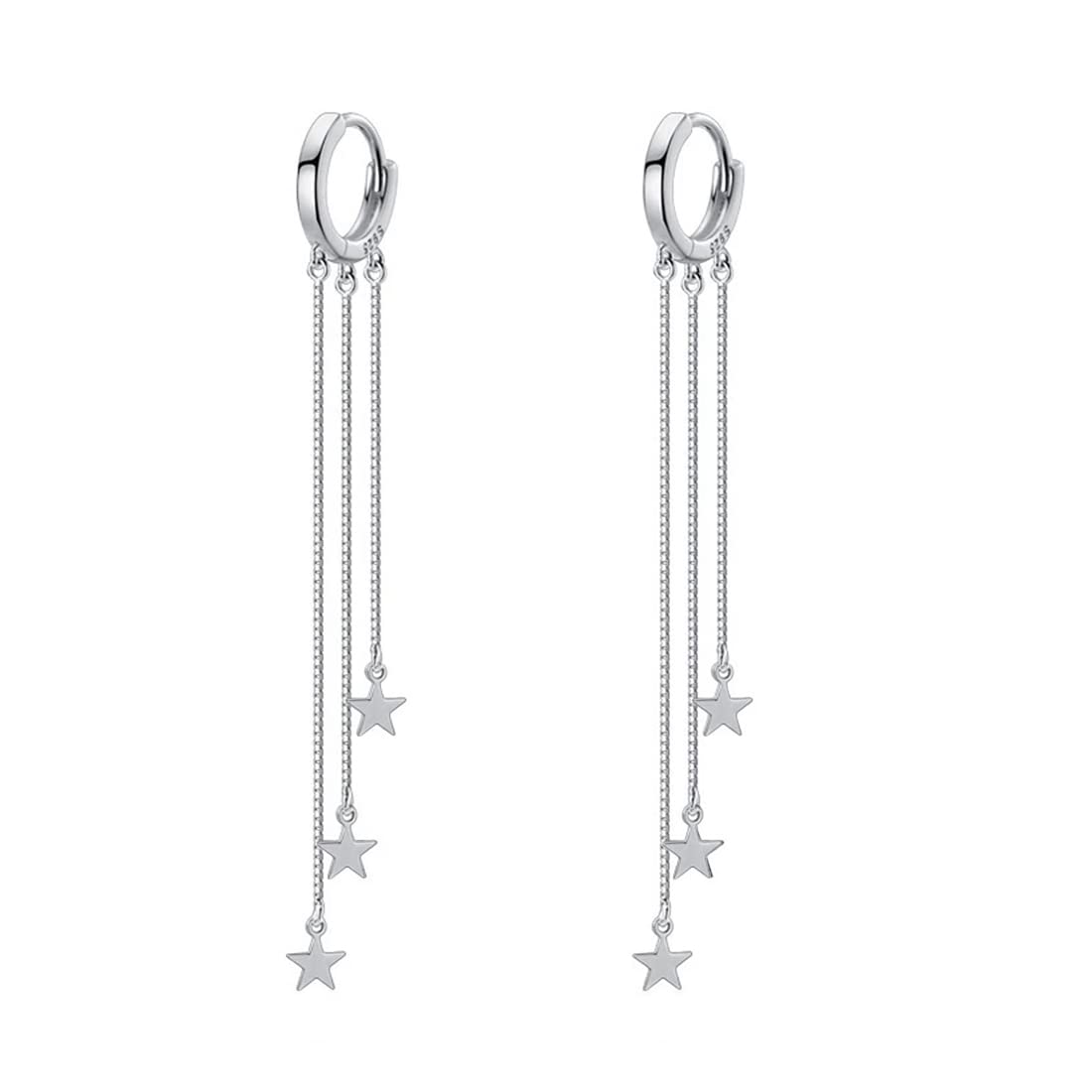 Yellow Chimes Earrings For Women Silver Toned Round Stud Triple Chain Stars Hanging Dangler Earrings For Women and Girls (B0B8DDTLMY) Amazon Price History, Amazon Price Tracker