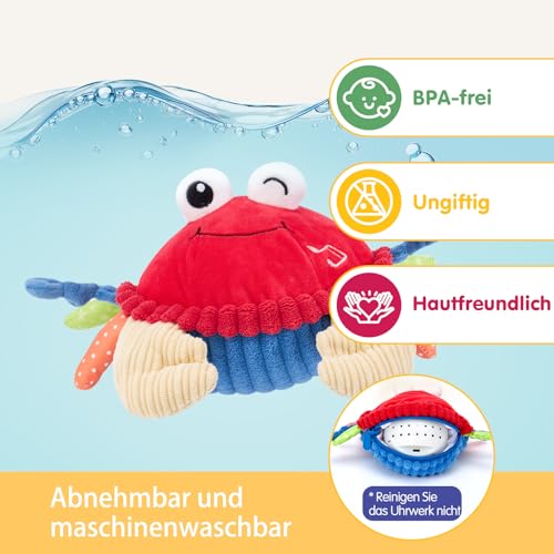 hahaland Krabbe Baby Spielzeug 6 8 9 10 12 Monate, Musikalische Krabbelspielzeug, Crawling Crab Tummy Time Toy, Spielzeug ab 6 Monate fürs Krabbeln Lernen, Baby Geschenk Babyspielzeug ab 1 2 Jahre