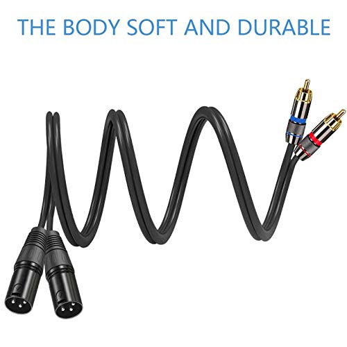 Miniatura 4 de Cable doble RCA macho a XLR macho, 5 pies, negro, interior, 4 pines, 0.236 in, macho a macho, transmisión de audio, compatible con altavoz,