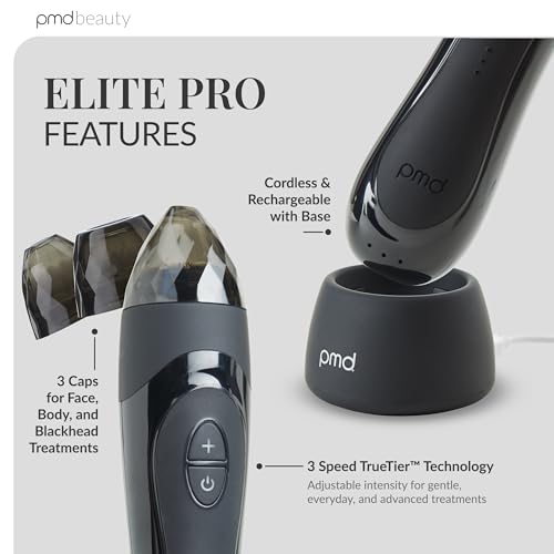 PMD Personal Microderm Elite Pro - Revolutionary At-Home Microdermabrasion Device - Black
