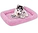 qing yun Tapis de cage rembourré doux en polaire pour chien, coussin pour animal domestique, coussin antidérapant et lavable pour chat, chiot, chaton, chien (taille M, 50 x 40 cm, rose)