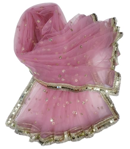 Image of Navti Creations Women's Lightweight Net Dupatta With Sequence Embroidery & Kiran Border (Length 2.25m)