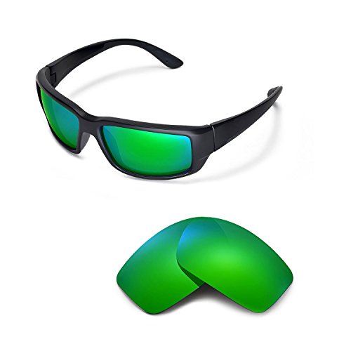 Walleva Replacement Lenses for Costa Del Mar Fantail Sunglasses - Multiple Options Available (Emerald Mirror Coated - Polarized)