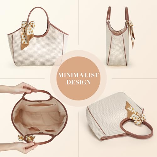 Bolso tote grande de paja tejido para mujer miniatura 6