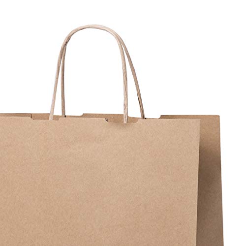 Lote de 100 Bolsas de Papel Kraft 23 x 22 x 9 cm + 3 Portatodos de frases- Bolsas Marrones Kraft Retro Natural - 100 Gr/m2