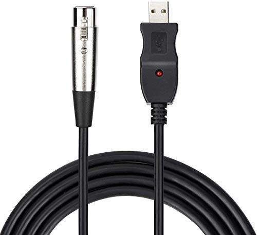 サファイア USBマイクロフォンケーブル ケーブル 3M USB-XLRプラグ マイクロフォンオーディオケーブル USB変換ケーブル PCマイク用 スタジオ録音 カラオケ ステージライブパフォーマンス 大学音楽祭 マイクケーブル ブラックカバー シルバープ